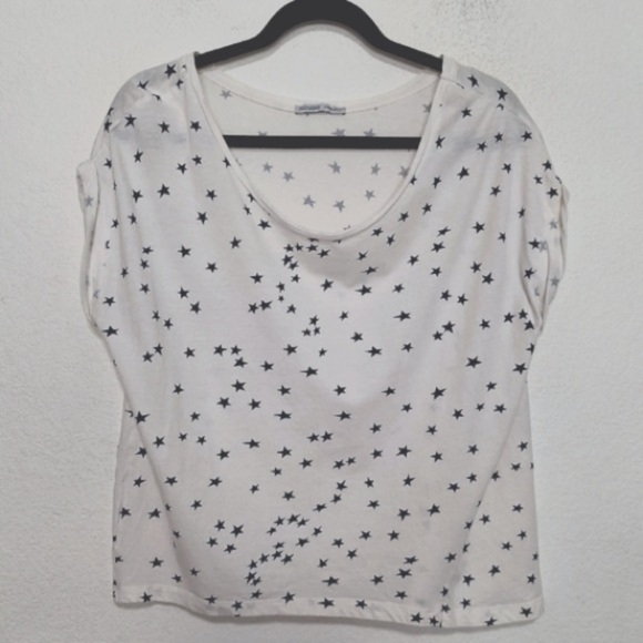 ZARA White Black Star Novelty Print Short Sleeve Relaxed Fit Casual Top Size M - Picture 7 of 10